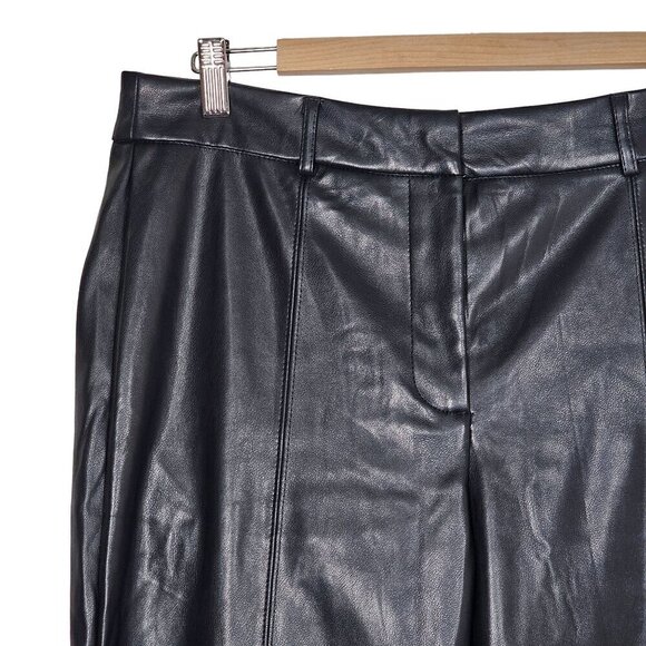 Avec Les Filles Faux Leather Pleated Wide Legs Pants High-Rise Black Women's‎ M - Picture 11 of 11